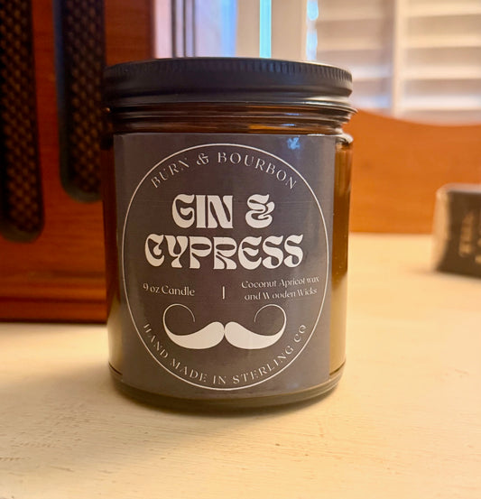Gin & Cypress | 9oz  Wooden Wick Candle