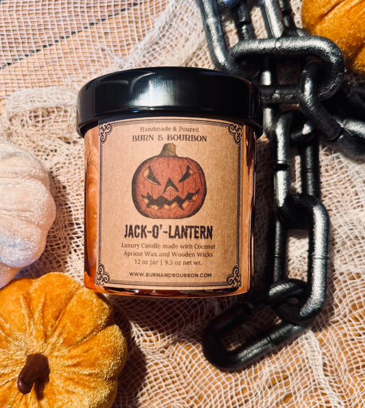 Pumpkin, Caramel, and Pecan. Wooden Wick Candle.